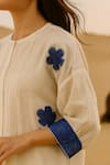Samatvam By Anjali Bhaskar_Cream Embroidery Round Neck Aabroo Tunic With Pant _Online_at_Aza_Fashions