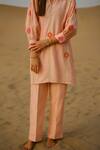 Samatvam By Anjali Bhaskar_Pink Chanderi Embroidery Notched Neck Antra Tunic With Pant _Online_at_Aza_Fashions