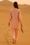 Shop_Samatvam By Anjali Bhaskar_Pink Chanderi Embroidery Notched Neck Antra Tunic With Pant _at_Aza_Fashions