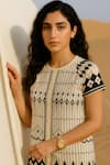 Samatvam By Anjali Bhaskar_Ivory Chanderi Embroidery Round Neck Safar Kurta With Pant _Online_at_Aza_Fashions