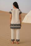 Shop_Samatvam By Anjali Bhaskar_Ivory Chanderi Embroidery Round Neck Safar Kurta With Pant _at_Aza_Fashions