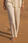 Samatvam By Anjali Bhaskar_Ivory Mukaish Embroidery Round Neck Tarana Tunic With Pant _Online_at_Aza_Fashions