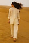Shop_Samatvam By Anjali Bhaskar_Ivory Mukaish Embroidery Round Neck Tarana Tunic With Pant _at_Aza_Fashions