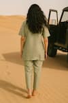 Shop_Samatvam By Anjali Bhaskar_Green Chanderi Embroidery Round Neck Vantara Tunic With Pant _at_Aza_Fashions