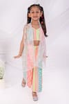 Buy_Toplove_Multi Color Organza Multicolor Pop Pant Set With Shrug _at_Aza_Fashions