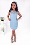 Buy_Toplove_Blue Fur, Organza Pearls Frost Dress _at_Aza_Fashions