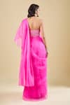 Shop_Archana Shah_Pink Sequins Square Neck Pre-draped Ruffle Saree With Corset _at_Aza_Fashions