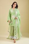 Buy_Archana Shah_Green Embroidery, Zari Split V-neck Butta Kurta Set _Online_at_Aza_Fashions