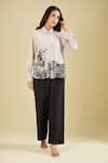 Pankaj & Nidhi_Beige Embroidery Collared Noa Shirt _Online_at_Aza_Fashions