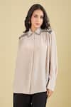 Buy_Pankaj & Nidhi_Beige Embroidery Collared Noa Shirt _at_Aza_Fashions