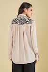 Shop_Pankaj & Nidhi_Beige Embroidery Collared Noa Shirt _at_Aza_Fashions