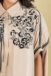 Buy_Pankaj & Nidhi_Beige Embroidery Collared Elsie Tassel Shirt _Online_at_Aza_Fashions