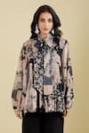 Pankaj & Nidhi_Beige Wisp Printed Shirt _Online_at_Aza_Fashions