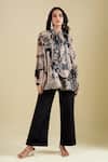 Shop_Pankaj & Nidhi_Beige Wisp Printed Shirt _Online_at_Aza_Fashions