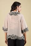 Shop_Pankaj & Nidhi_Beige Embroidery Round Neck Pricilla Jacket And Top Set _at_Aza_Fashions