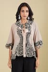 Buy_Pankaj & Nidhi_Beige Embroidery Round Neck Pricilla Jacket And Top Set _Online_at_Aza_Fashions