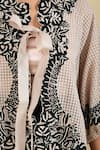 Pankaj & Nidhi_Beige Embroidery Round Neck Pricilla Jacket And Top Set _at_Aza_Fashions