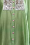 Archana Shah_Green Embroidery Collared Short Kaftan With Striped Pant _Online_at_Aza_Fashions