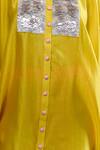 Shop_Archana Shah_Yellow Embroidery Round Neck Short Kaftan With Striped Pant _Online_at_Aza_Fashions