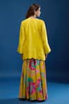 Shop_Archana Shah_Yellow Embroidery Round Neck Short Kurta Suzani Sharara Set _at_Aza_Fashions