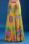 Shop_Archana Shah_Yellow Embroidery Round Neck Short Kurta Suzani Sharara Set _Online_at_Aza_Fashions