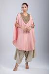 Buy_Prisho_Pink Silk, Polyester Embroidery Round Neck Thread Kaftan Set _at_Aza_Fashions
