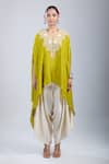 Buy_Prisho_Green Embroidery Round Neck 3d Flower Kaftan And Pant Set _Online_at_Aza_Fashions