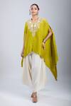 Buy_Prisho_Green Embroidery Round Neck 3d Flower Kaftan And Pant Set _at_Aza_Fashions
