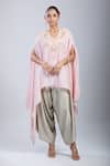 Buy_Prisho_Pink Cotton Tassels Round Neck 3d Floral Embroidered Kaftan And Pant Set _at_Aza_Fashions