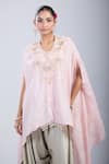 Buy_Prisho_Pink Cotton Tassels Round Neck 3d Floral Embroidered Kaftan And Pant Set _Online_at_Aza_Fashions