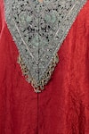 Shop_Prisho_Red Embroidery V-neck Thread Kaftan And Pant Set _Online_at_Aza_Fashions