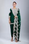 Prisho_Green Embroidery Round Neck Kurta Set _at_Aza_Fashions