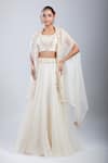 Buy_Prisho_White Pearls, Embroidery Round , Open Resham Skirt Set _at_Aza_Fashions