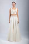 Shop_Prisho_White Pearls, Embroidery Round , Open Resham Skirt Set _Online_at_Aza_Fashions