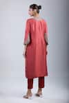 Shop_Prisho_Orange Satin, Chiffon Sequins, Embroidery Round Neck Kurta Set _at_Aza_Fashions