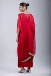 Shop_Prisho_Red Sequins, Embroidery Round , Open Cape Skirt Set _at_Aza_Fashions