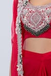Buy_Prisho_Red Sequins, Embroidery Round , Open Cape Skirt Set _Online_at_Aza_Fashions
