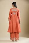 Shop_Matsya_Orange Silk Embroidery V-neck Anarkali Set _at_Aza_Fashions