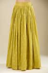 Matsya_Yellow Silk Embroidery Plunge , Round Jacket Skirt Set _at_Aza_Fashions