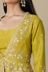 Buy_Matsya_Yellow Silk Embroidery Plunge , Round Jacket Skirt Set 