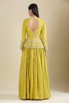Shop_Matsya_Yellow Silk Embroidery Plunge , Round Jacket Skirt Set _at_Aza_Fashions
