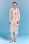 Buy Kalista Cream Silk, Viscose Embroidery Collared Era Draped Pant Set at Aza Fashions Buy_Kalista_Cream Silk, Viscose Embroidery Collared Era Draped Pant Set _at_Aza_Fashions