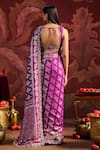 Lashkaraa_Magenta Brocade, Silk Sequins, Zari, Beads Square Embroidered Saree With Blouse _Online_at_Aza_Fashions