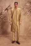 Label Niti Bothra_Green Chanderi Silk Zari, Mirrors Nazakat Light Work Kurta Set _Online_at_Aza_Fashions