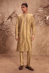 Buy_Label Niti Bothra_Green Chanderi Silk Zari, Mirrors Nazakat Light Work Kurta Set _Online_at_Aza_Fashions
