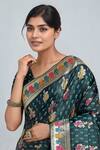 Buy_Samyukta Singhania_Teal Zari V-neck Dark Green Woven Banarasi Saree With Blouse 