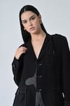 Buy_Samant Chauhan_Black Linen Notched Neck Deep Form Pant Co-ord Set _at_Aza_Fashions