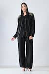 Buy_Samant Chauhan_Black Linen Round Neck Charcoal Craft Pant Co-ord Set _at_Aza_Fashions