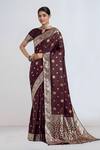 Buy Samyukta Singhania Maroon Silk Embroidery, Zari Round Neck Woven Banarasi Saree Set Online at Aza Fashions Buy_Samyukta Singhania_Maroon Silk Embroidery, Zari Round Neck Woven Banarasi Saree Set _Online_at_Aza_Fashions