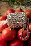 Shop_Bhavna Kumar_Silver Diamonds Kundan Embellished Clutch _at_Aza_Fashions